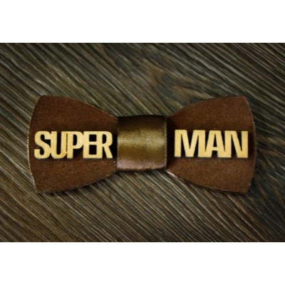 Сувенир бабочка Super man (11,5*5) Фанера 3мм, неокраш., оформл., Коричневый, 1 шт.