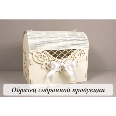 Семейный банк Ажурный со стразами МИНИ (20*15*17,5) МДФ 3мм, окрашен., оформл., Шампань пастель-белый, 1 шт. БЕЗ СБОРКИ