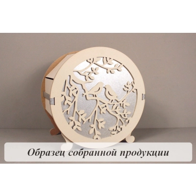 Семейный банк Птицы (21,7*13*21,7) МДФ 3мм, окрашен., оформл., Айвори-серебро, 1 шт. БЕЗ СБОРКИ