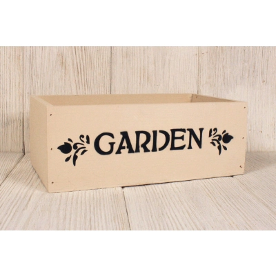 Ящик деревянный Garden (25*14*9,5) дерево, МДФ, окрашен., оформл., Айвори, 1шт.