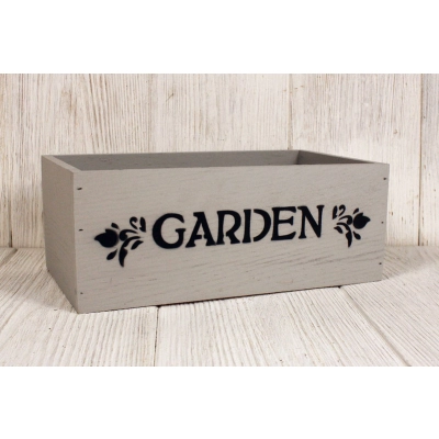 Ящик деревянный Garden (25*14*9,5) дерево, МДФ, окрашен., оформл., Серый пастель, 1шт.