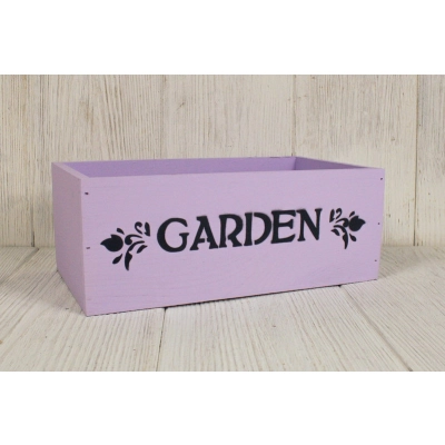 Ящик деревянный Garden (25*14*9,5) дерево, МДФ, окрашен., оформл., Сиреневый пастель, 1шт.