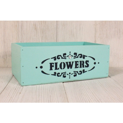 Ящик деревянный Flowers (25*14*9,5) дерево, МДФ, окрашен., оформл., Тиффани пастель, 1шт.