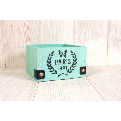 Ящик деревянный Parisмалый (15*15*9,5) дерево, МДФ, окрашен., оформл., Тиффани пастель, 1шт.