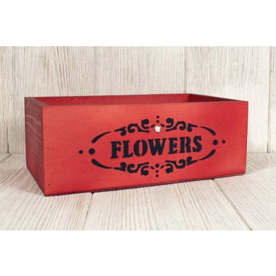 Ящик деревянный Flowers (25*14*9,5) дерево, МДФ, окрашен. морилкой, оформл., Орегон, 1шт.