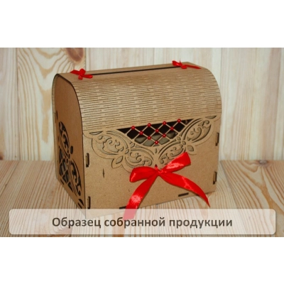 Семейный банк Ажурный со стразами (23,5*17*20) МДФ 3мм, окрашен. морилкой, оформл., Орех-красный, 1 шт. БЕЗ СБОРКИ