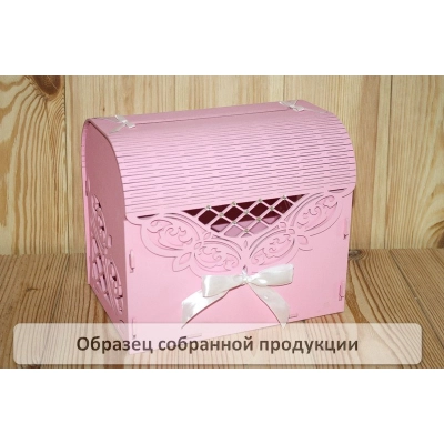Семейный банк Ажурный со стразами (23,5*17*20) МДФ 3мм, окрашен., оформл., Розовый-белый, 1 шт. БЕ