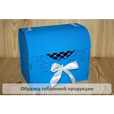 Семейный банк Ажурный со стразами МИНИ (20*15*17,5) МДФ 3мм, окрашен., оформл., Синий-белый, 1 шт. БЕЗ СБОРКИ