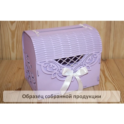 Семейный банк Ажурный со стразами МИНИ (20*15*17,5) МДФ 3мм, окрашен., оформл., Сиреневый-белый, 1 шт. БЕЗ СБОРКИ