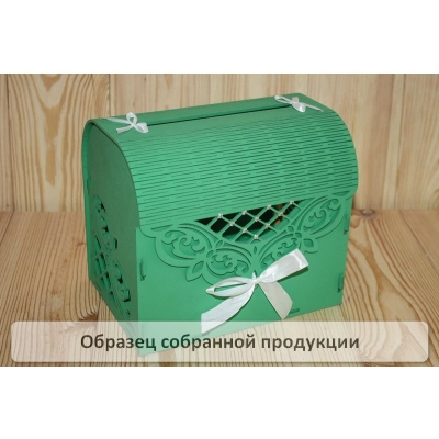 Семейный банк Ажурный со стразами МИНИ (20*15*17,5) МДФ 3мм, окрашен., оформл., Зелёный-белый, 1 шт. БЕЗ СБОРКИ