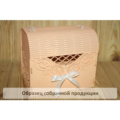 Семейный банк Ажурный со стразами МИНИ (20*15*17,5) МДФ 3мм, окрашен., оформл., Персиковый-белый, 1 шт. БЕЗ СБОРКИ