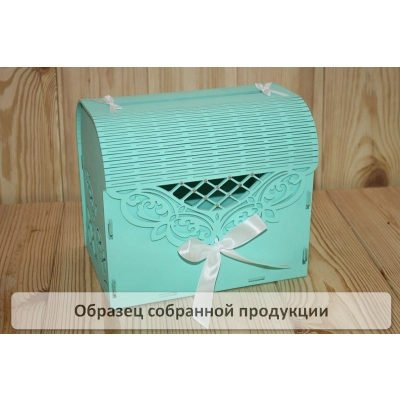 Семейный банк Ажурный со стразами МИНИ (20*15*17,5) МДФ 3мм, окрашен., оформл., Тиффани-белый, 1 шт. БЕЗ СБОРКИ