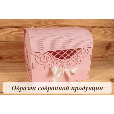 Семейный банк Ажурный со стразами МИНИ (20*15*17,5) МДФ 3мм, окрашен., оформл., Розовый пастель-белый, 1 шт. БЕЗ СБОРКИ
