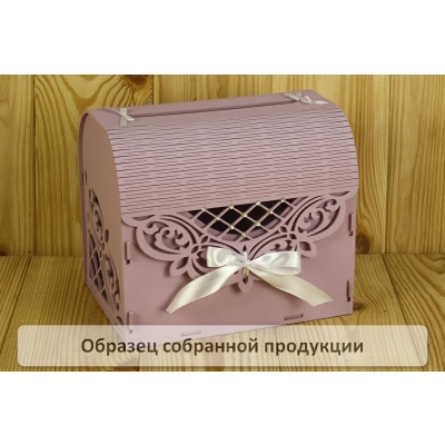 Семейный банк Ажурный со стразами МИНИ (20*15*17,5) МДФ 3мм, окрашен., оформл., Лавандовый-белый, 1 шт. БЕЗ СБОРКИ