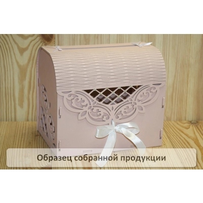 Семейный банк Ажурный со стразами МИНИ (20*15*17,5) МДФ 3мм, окрашен., оформл., Пудровый-белый, 1 шт. БЕЗ СБОРКИ