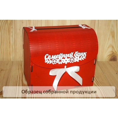 Семейный банк с цветами (23,5*17*20) МДФ 3мм, окрашен., оформл., Красный-белый, 1 шт. БЕЗ СБОРКИ