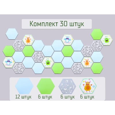 Набор панелей декоративных Монстры (размер панели 12,5*11) МДФ, окраш., с УФ печатью. Набор 30 шт.