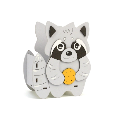 Подарочная упаковка Енотик (12,5*7,5*15,5) Серый пастель-желтый, 1 шт.
