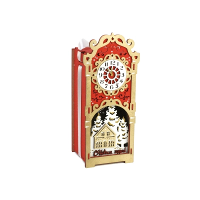 Подарочная упаковка-кормушка, с ёлочной игрушкой (12*10*27) Красный-золото, 1 шт.