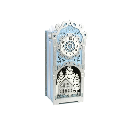 Подарочная упаковка-кормушка, с ёлочной игрушкой (12*10*27) Голубой-серебро, 1 шт.