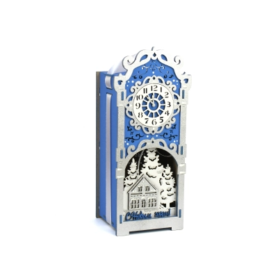 Подарочная упаковка-кормушка, с ёлочной игрушкой (12*10*27) Синий-серебро, 1 шт.