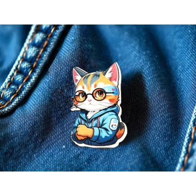 Значок Кот в очках 1 шт.