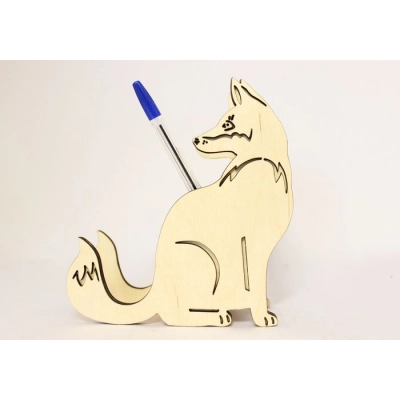Заготовка для творчества. Карандашница с подставкой для телефона Лиса (14,5*5*16) Фанера 3мм, неокраш., 1 шт.