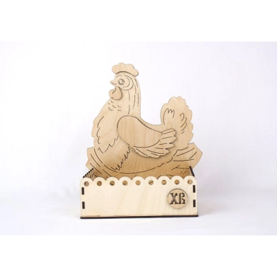 Заготовка для творчества. Пасхальная коробка под яйца Курочка (20,5*18*21) Фанера 3мм, неокраш., 1 шт.