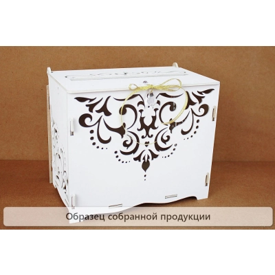 Семейный банк Кристалл (21,5*13,5*18,5) МДФ 3мм, окрашен., оформл., Белый-золото, 1 шт. БЕЗ СБОРКИ