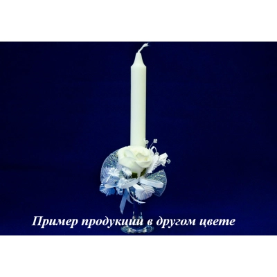 Свеча с бутоньеркойКлассика №1 свеча (Ǿ2см;выс.19см) в рюмке (Ǿ4см;выс.11см) Белый-золото
