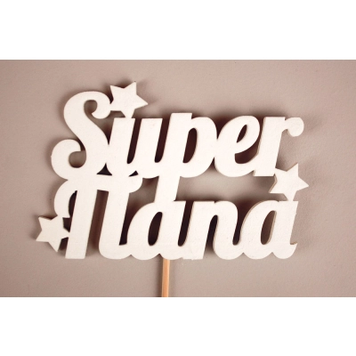 Топпер Super папа (11*28) МДФ 3мм, окрашен. на шпажке, Белый, Уп-10 шт.