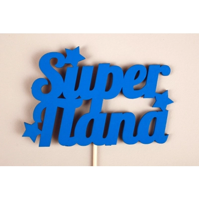 Топпер Super папа (11*28) МДФ 3мм, окрашен. на шпажке, Синий, Уп-10 шт.