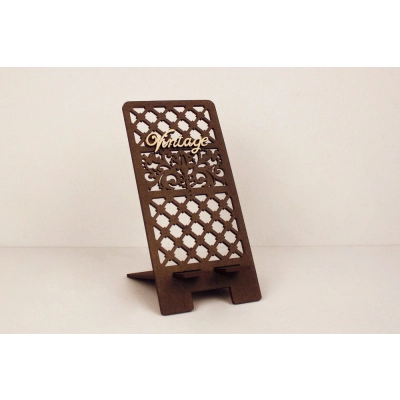 Подставка для телефона Винтаж (8*10*14) МДФ, окрашен. морилкой, оформл., Черный-золото, 1 шт.