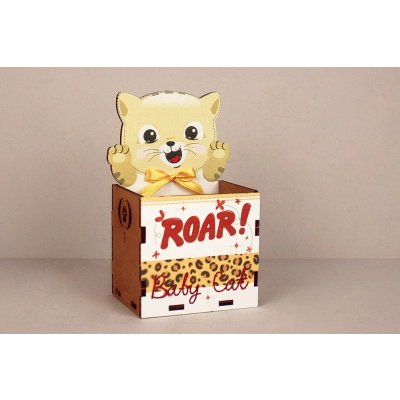 Карандашница Baby Cat с котёнком (8*6,5*14) МДФ, УФ печать, окраш. морилкой, оформл., Орех-желтый, 1 шт.