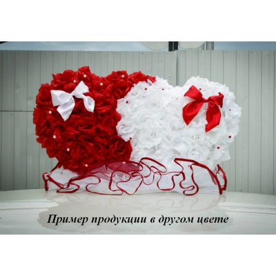 Сердца на крышу в цветах (70*45*40) Пенопласт, фанера, цветок, сетка жест., оформл., Розовый-белый, 1 шт.