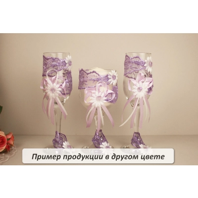 Трио Дорога любви: 2 бокала(Ǿ6см;выс.20см)+ семейный очаг:свеча (Ǿ5.5см;выс.7.5см) в бокале. Розов