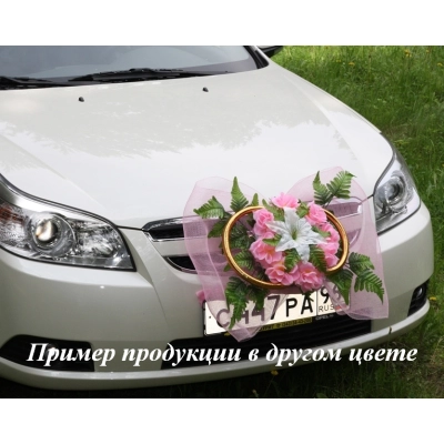 Украшение на радиатор БАНТ из цветочной сетки (шир.70см;выс.50см) Сиреневый-белый