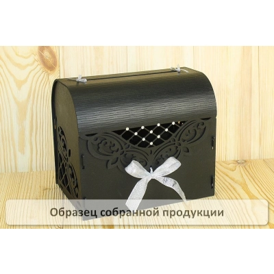 Семейный банк Ажурный со стразами (23,5*17*20) МДФ 3мм, окрашен., оформл., Черный-серебро, 1 шт. Б