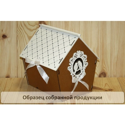 Семейный банк Дом с птицами (22,5*21*23,5) МДФ 3мм, окрашен. морилкой, оформл., Дуб-белый, 1 шт. Б