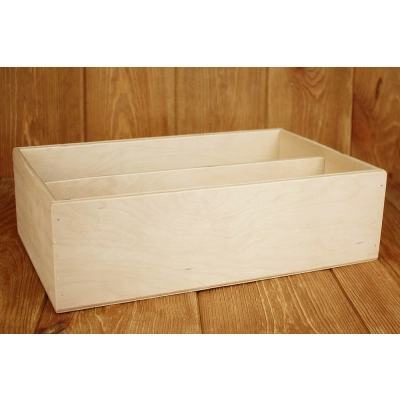 Подарочный ящик из фанеры, 2 отделения (35*22*10) Фанера 8мм, фанера 3мм, неокраш., 1 шт.
