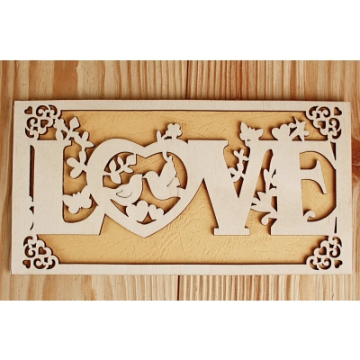 Подарочный конверт LOVE (9,2*17,5) Фанера 3мм, картон, оформл., Желтый, 1 шт.