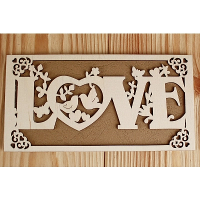 Подарочный конверт LOVE (9,2*17,5) Фанера 3мм, картон, оформл., Коричневый, 1 шт.
