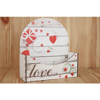 Подарочная упаковка-конверт Love с сердцами (18*7,5*19,5) Белый, 1 шт.