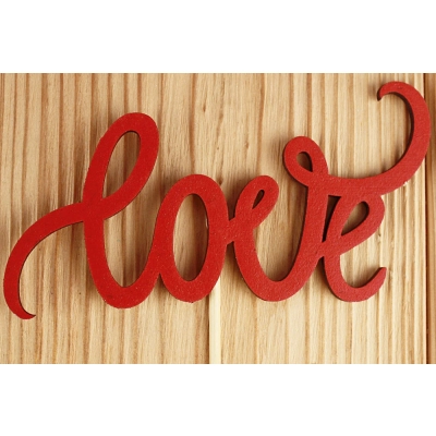 Топпер Love (11,5*28) МДФ 3мм, окрашен. на шпажке, Красный, Уп-10 шт.