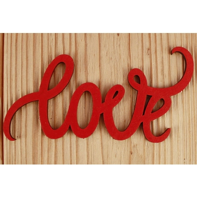 Шильдик Love (11.5*6.5) МДФ 3мм, окрашен., Красный, Уп-10 шт.