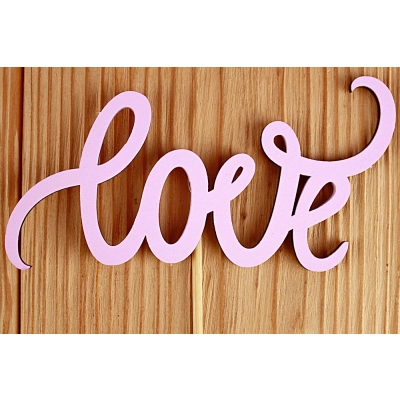 Топпер Love (11,5*28) МДФ 3мм, окрашен. на шпажке, Розовый пастель, 1 шт.