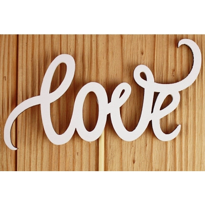 Топпер Love (11,5*28) МДФ 3мм, окрашен. на шпажке, Белый, 1 шт.