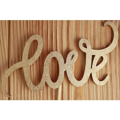 Топпер Love (11,5*28) МДФ 3мм, окрашен. на шпажке, Золото, 1 шт.
