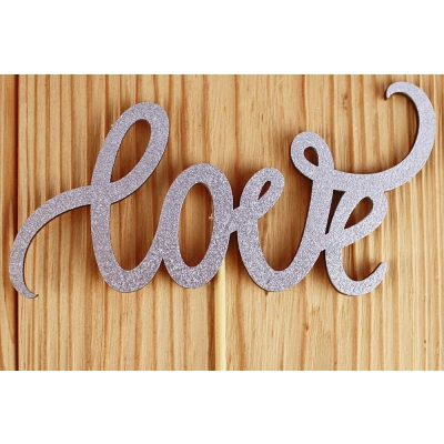 Топпер Love (11,5*28) МДФ 3мм, окрашен. на шпажке, Серебро, 1 шт.