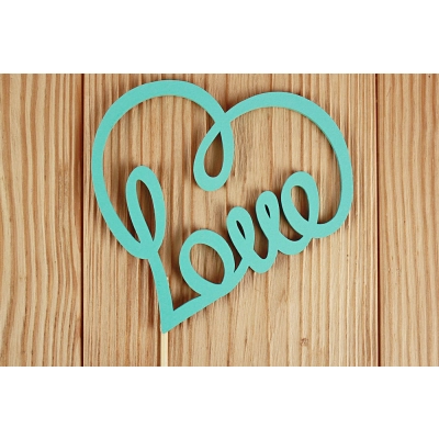 Топпер Love сердечком (10,5*30) МДФ 3мм, окрашен. на шпажке, Тиффани, 1 шт.